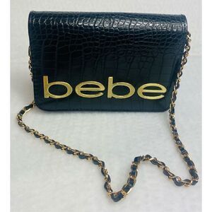 BEBE Leona Croco Black Crossbody Bag